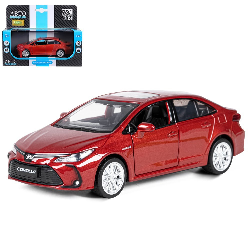 Модель 1:33 Toyota Corolla Hybrid, красный, свет, звук, откр. Двери