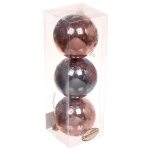 Новогодние шары 7 см (набор 3 шт) «Павлиний хвост», розовое золото/графит