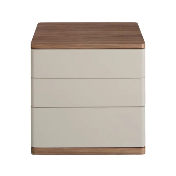 Прикроватная тумбочка 7166/MB2320NS из серого лака и шпона ореха