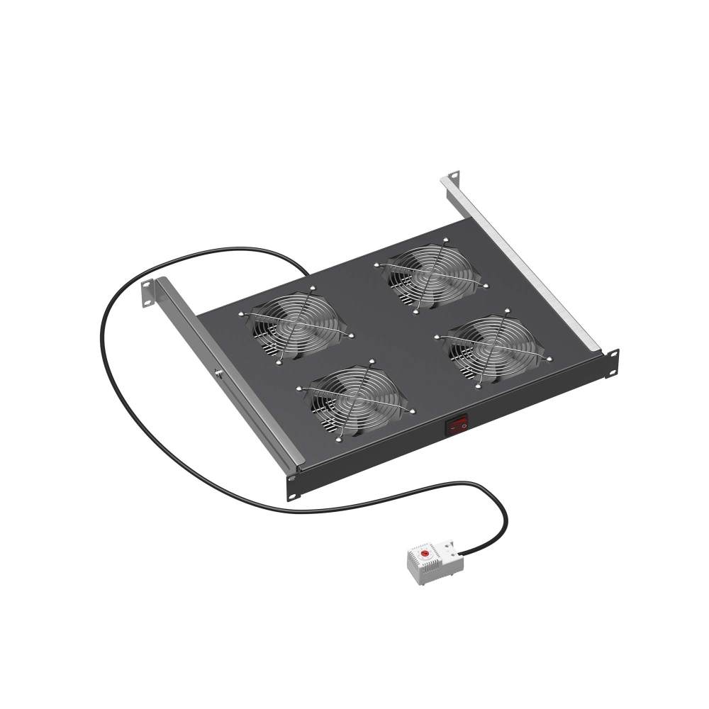 19" Вентиляторный модуль 4 вентилятора с термостатом для 19" IT-корпусов ДКС серии STI/CQE, RAL9005