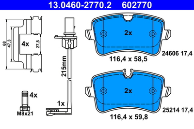 ATE - 13046027702-ATE - Brake Pad Set, disc brake