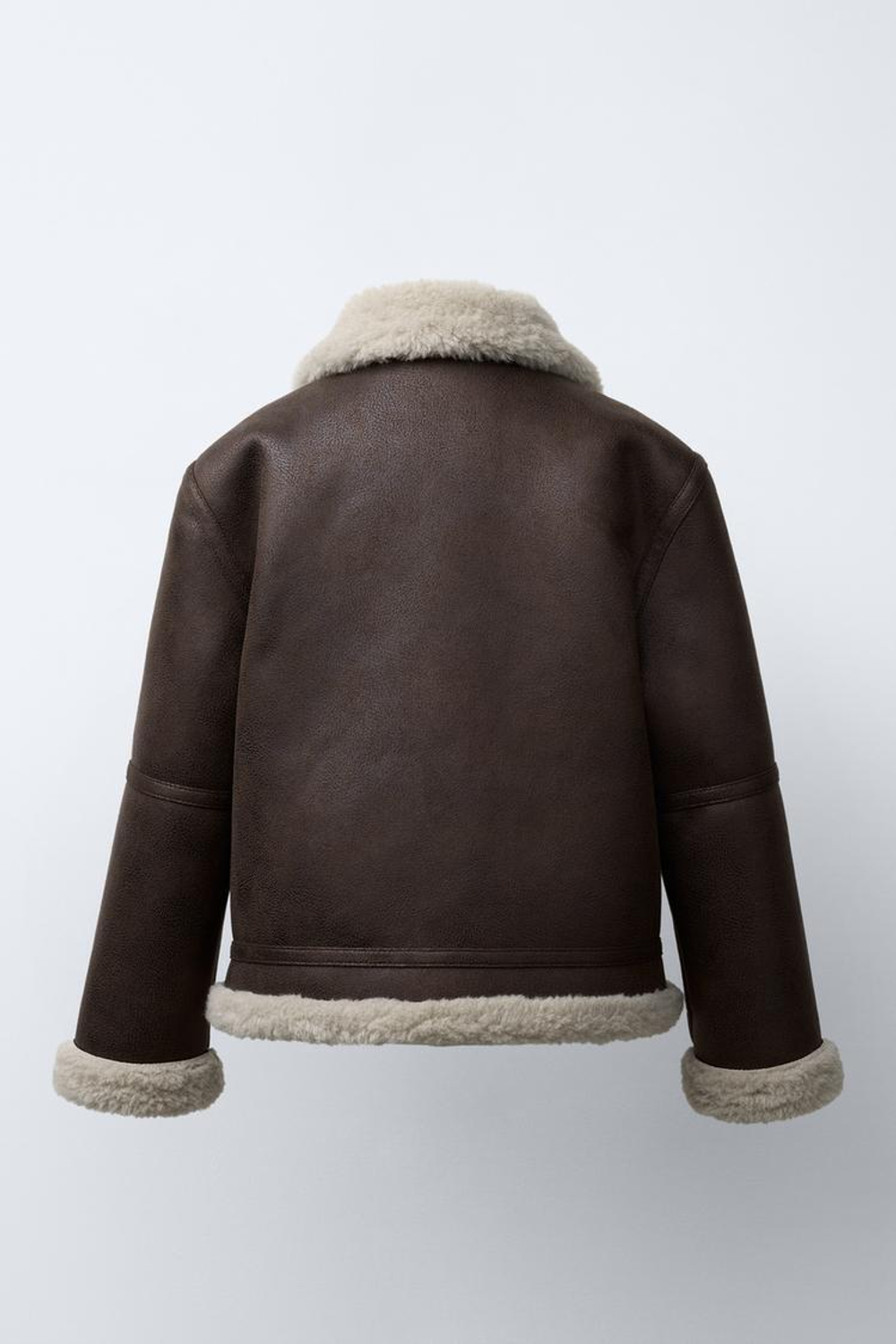 ZARA КУРТКА-ДУБЛЕНКА ИЗ ИСКУССТВЕННОЙ КОЖИ, КОРИЧНЕВЫЙ