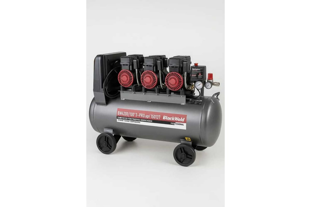 Компрессор коаксильный безмасляный BW4200/100*3-PRO 100л BlackWeld