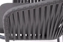 "Бордо" стул плетеный из роупа, каркас алюминий темно-серый (RAL7024) муар, роуп серый 15мм, ткань темно-серая 027