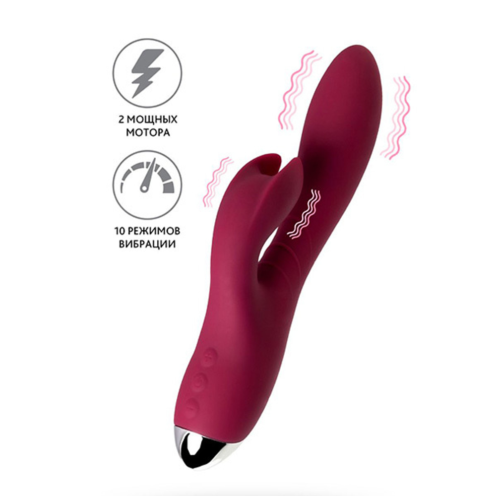 Бордовый вибратор-кролик 22см ToyFa L'roina Mion 561026