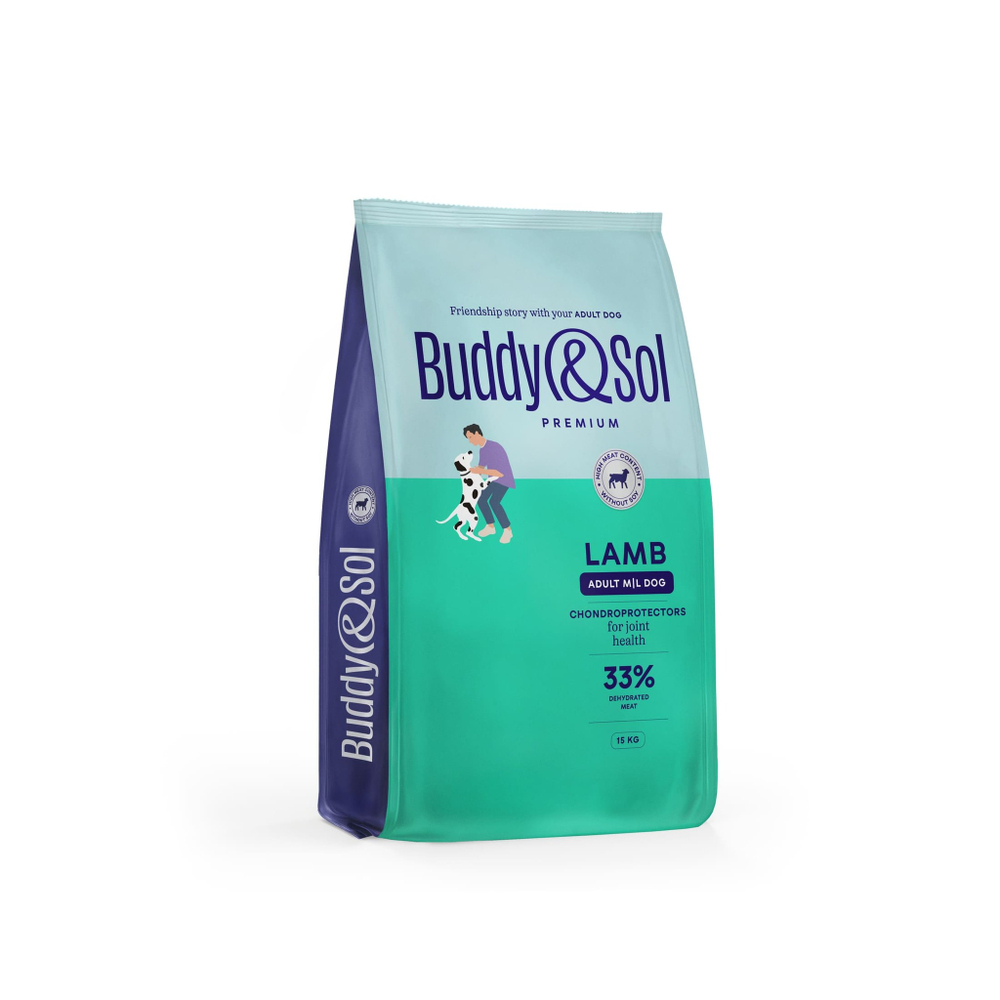 Сухой корм Buddy&Sol PREMIUM с ягнёнком для взрослых собак средних и крупных пород 15 кг