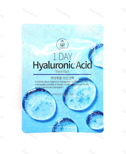 Тканевая маска с гиалуроновой кислотой,  1 Day Hyaluronic Acid Mask Pack Med B., 27 мл.