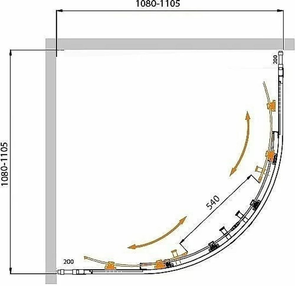 Душевой уголок Cezares Molveno 110x110 MOLVENO-R-22-90+20-P-Cr стекло рифленое матовое/профиль хром