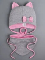 Шапка с ушками трикотажная и снуд