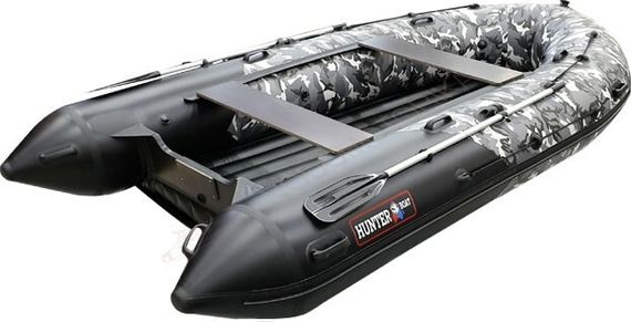 Надувная лодка Хантер 380 ПРО Камуфляж надувное дно