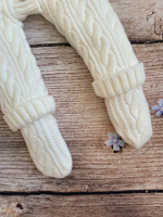 Комбинезон вязаный меховой капюшон с помпоном  "АйШах" (закрытые ножки) (Цвет: Фиолетовый, Размер: 24)