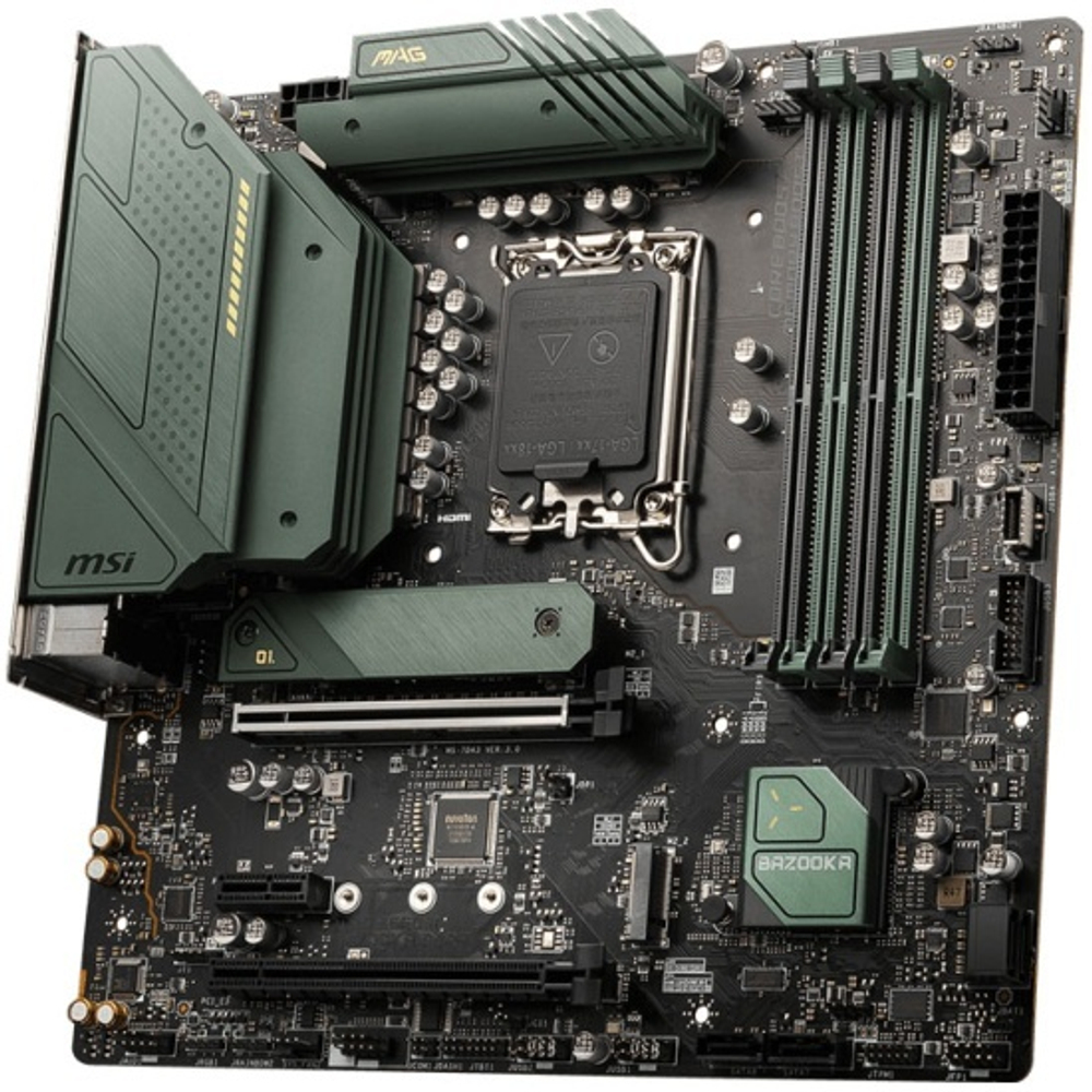 Материнская плата MSI MAG B660M BAZOOKA DDR4 Socket 1700, Intel B660, 4xDDR4, PCI-E 4.0, 2500 Мбит/с, 2xUSB 3.2 Gen1, 2xUSB 3.2 Gen2, HDMI, DisplayPort, mATX