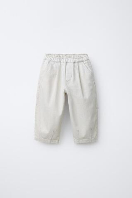 ZARA БРЮКИ BAGGY В ПОЛОСКУ, ЭКРЮ