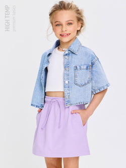 Мини юбка из футера с карманами