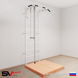 Шведская стенка Sv Sport усиленная 6154 (Турник стандарт/Канат/Трапеция/Мат 1м)