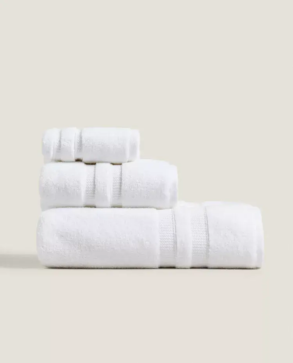 ZARA HOME БАННОЕ ПОЛОТЕНЦЕ С ДВОЙНОЙ КАЙМОЙ, БЕЛЫЙ