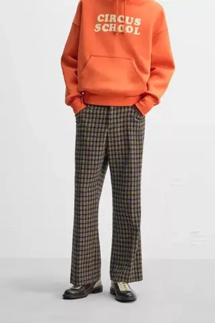 ZARA X HARRY LAMBERT ЖАККАРДОВЫЕ БРЮКИ, ТЕМНЫЙ ХАКИ