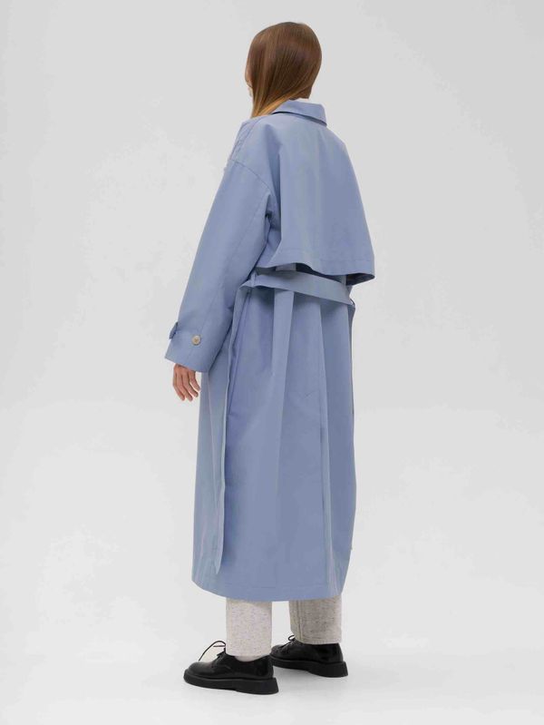 Плащ Длинный Женский Голубой - фото 2