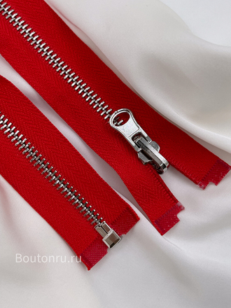 Молния красная серебро с перекидным бегунком