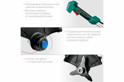 Бесщеточный триммер ЗУБР 36В, 2х18В АКБ 2А*ч ТАБ-365-22