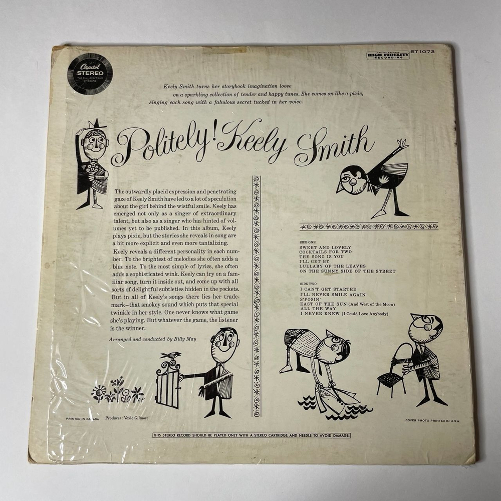 Винтажная виниловая пластинка LP Keely Smith With Billy May And His Orchestra Politely (USA 1958)