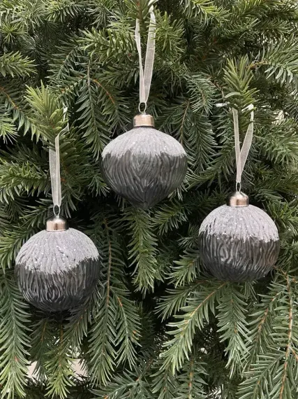 Набор винтажных стеклянных украшений Зимний сон 80 мм., серо-белый, 9 шт., Christmas DeLuxe (13119)