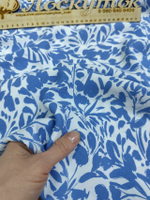 Штапель /  Цветы голубые на белом