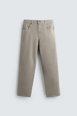 ZARA ДЖИНСЫ STRAIGHT FIT С ЭФФЕКТОМ ПОТЕРТОСТИ, СВЕТЛО-БЕЖЕВЫЙ