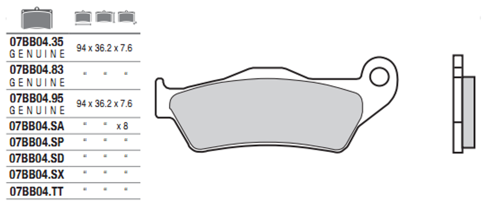 Brembo Колодки тормозные 07BB0483 (1 суппорт)