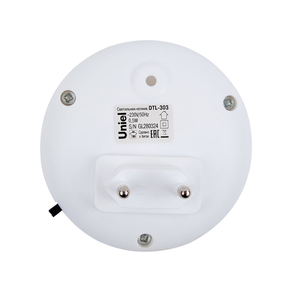 DTL-303-Круг-White-3Led-0.5W Светильник-ночник. Блистерная упаковка.