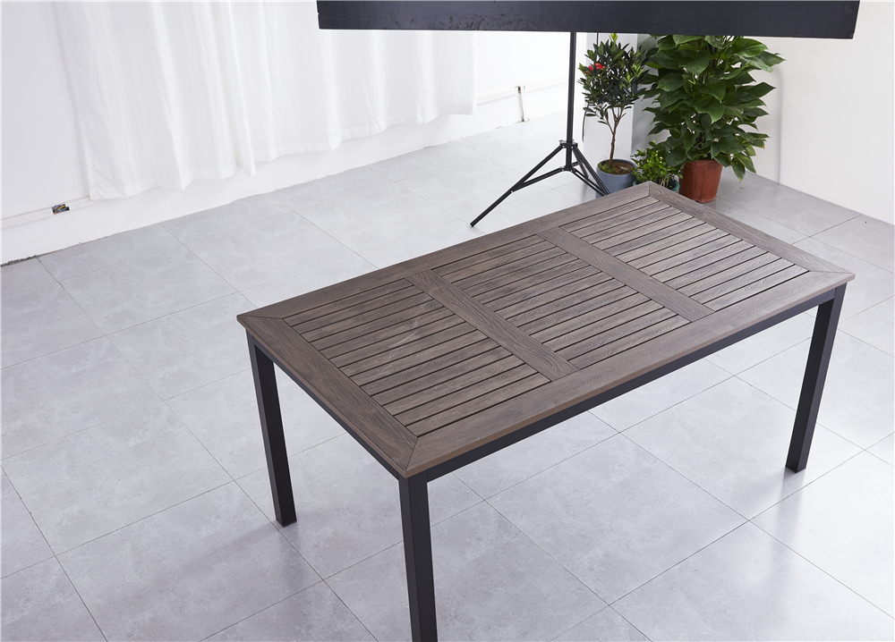 Алюминиевый прямоугольный стол  160*90 ПОЛИВУД-7 "POLYWOOD-7" цвет каштан арт.1026