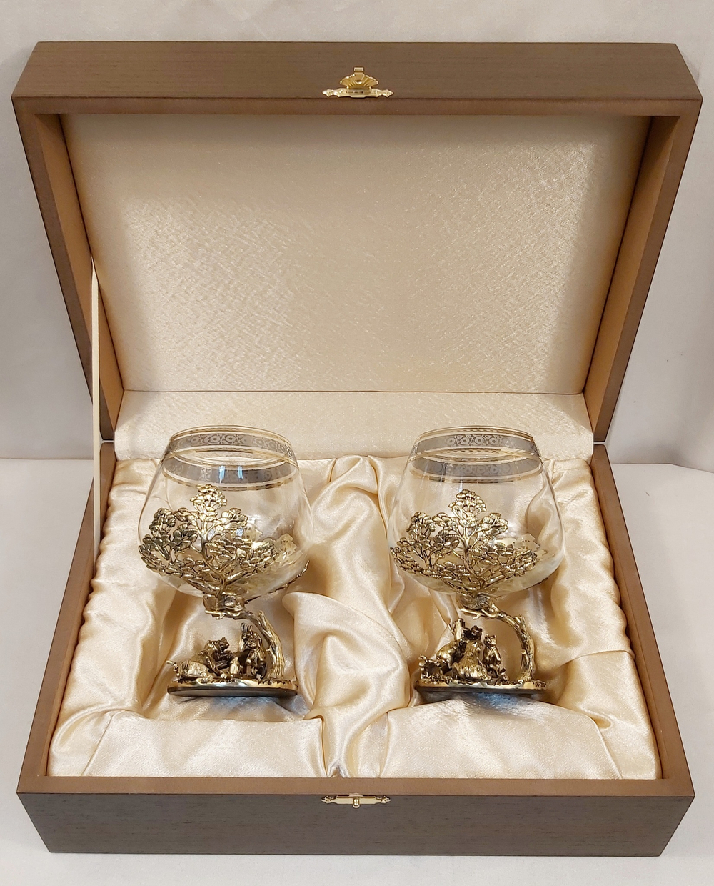 Набор из 2-х бокалов для коньяка "Три медведя"  (подарочный футляр)
