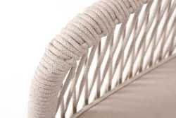 "Канны" правый модуль плетеный из роупа, основание дуб, роуп бежевый круглый, ткань бежевая 052