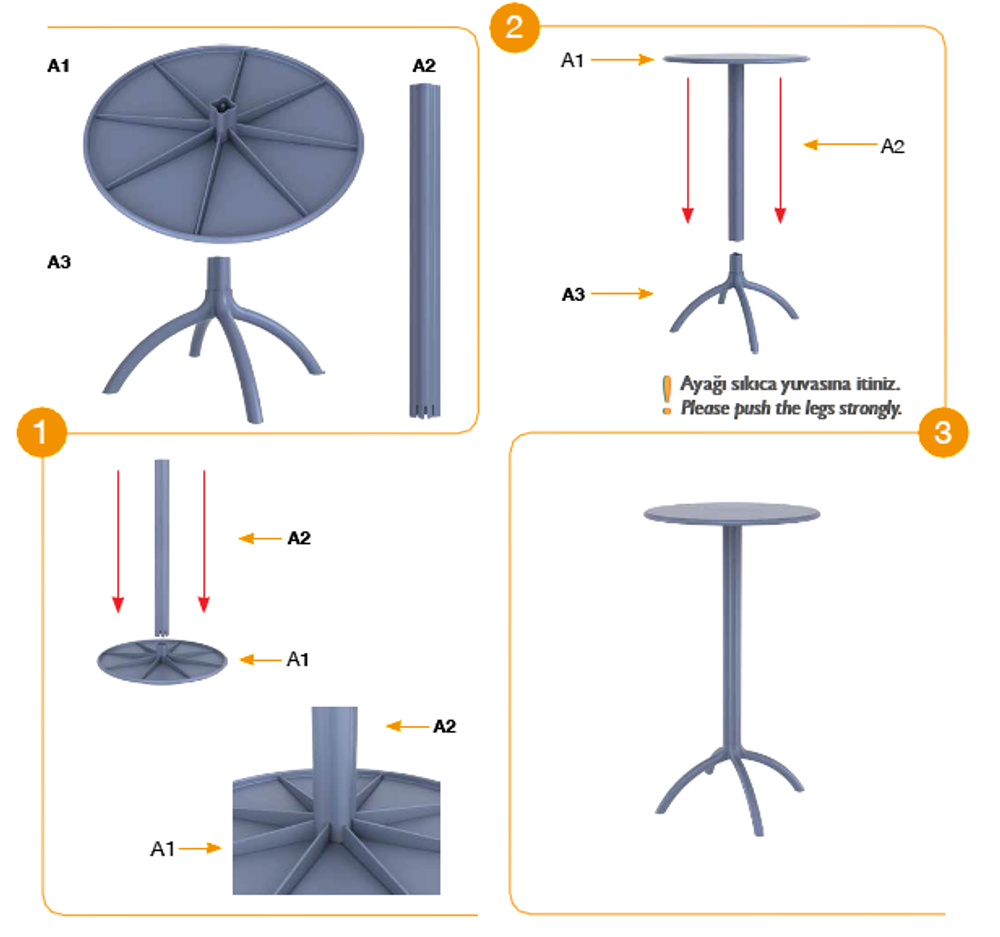 Стол пластиковый барный Siesta Contract Octopus Bar, бежевый