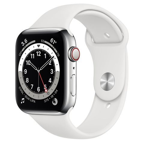 Часы Apple Watch Series 6 GPS + Cellular 44mm Stainless Steel Case with Sport Band (Silver) (M07L3, M09D3)