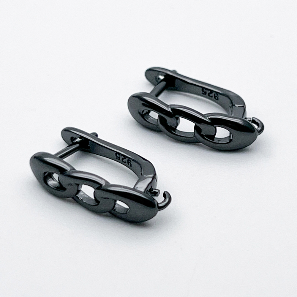 Ювелирные швензы, цвет черный металл, размер 17*4,5 мм, цена за пару