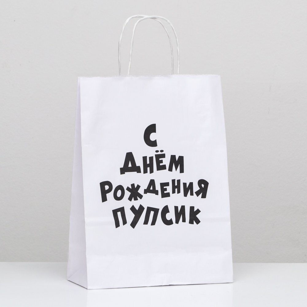 Пакет подарочный С днем рождения пупсик 24х10х30 см