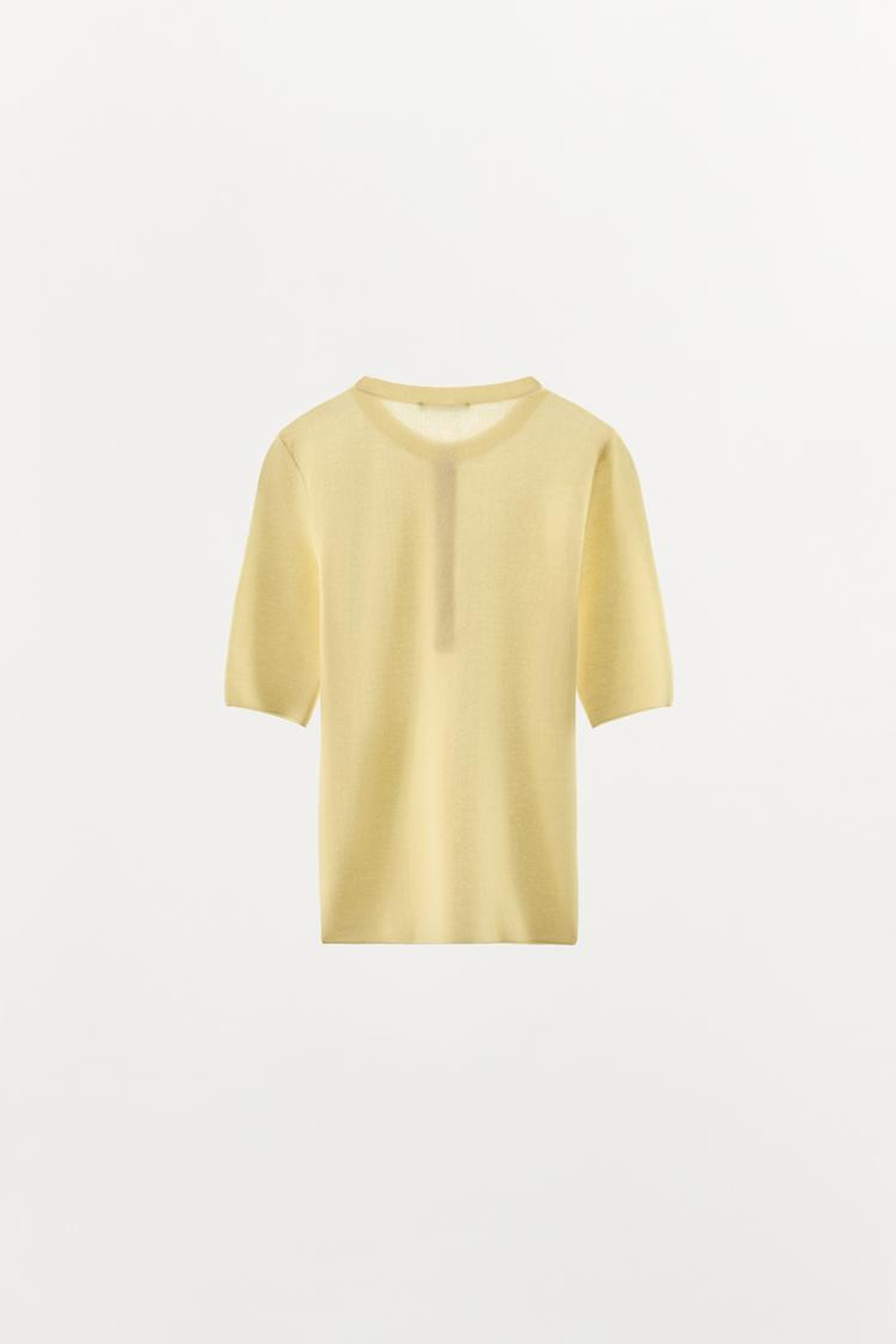 ZARA ФУТБОЛКА ИЗ ХЛОПКОВОЙ СМЕСИ С ПУГОВИЦАМИ, ЖЕЛТЫЙ