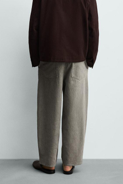 ZARA БРЮКИ BALLOON FIT, СЕРЫЙ/СИНИЙ