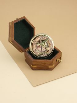 Nautical Морской компас в деревянном футляре