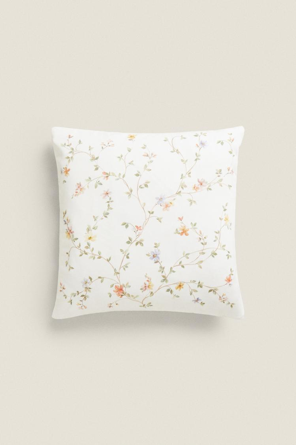 ZARA HOME ХЛОПКОВЫЙ ЧЕХОЛ ДЛЯ ДЕКОРАТИВНОЙ ПОДУШКИ С ПРИНТОМ, ЭКРЮ