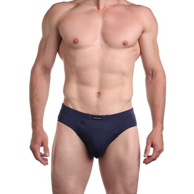 Мужские трусы-слипы с принтом и однотонной вшитой резинкой (Размер: L) (Цвет: темно-синий)