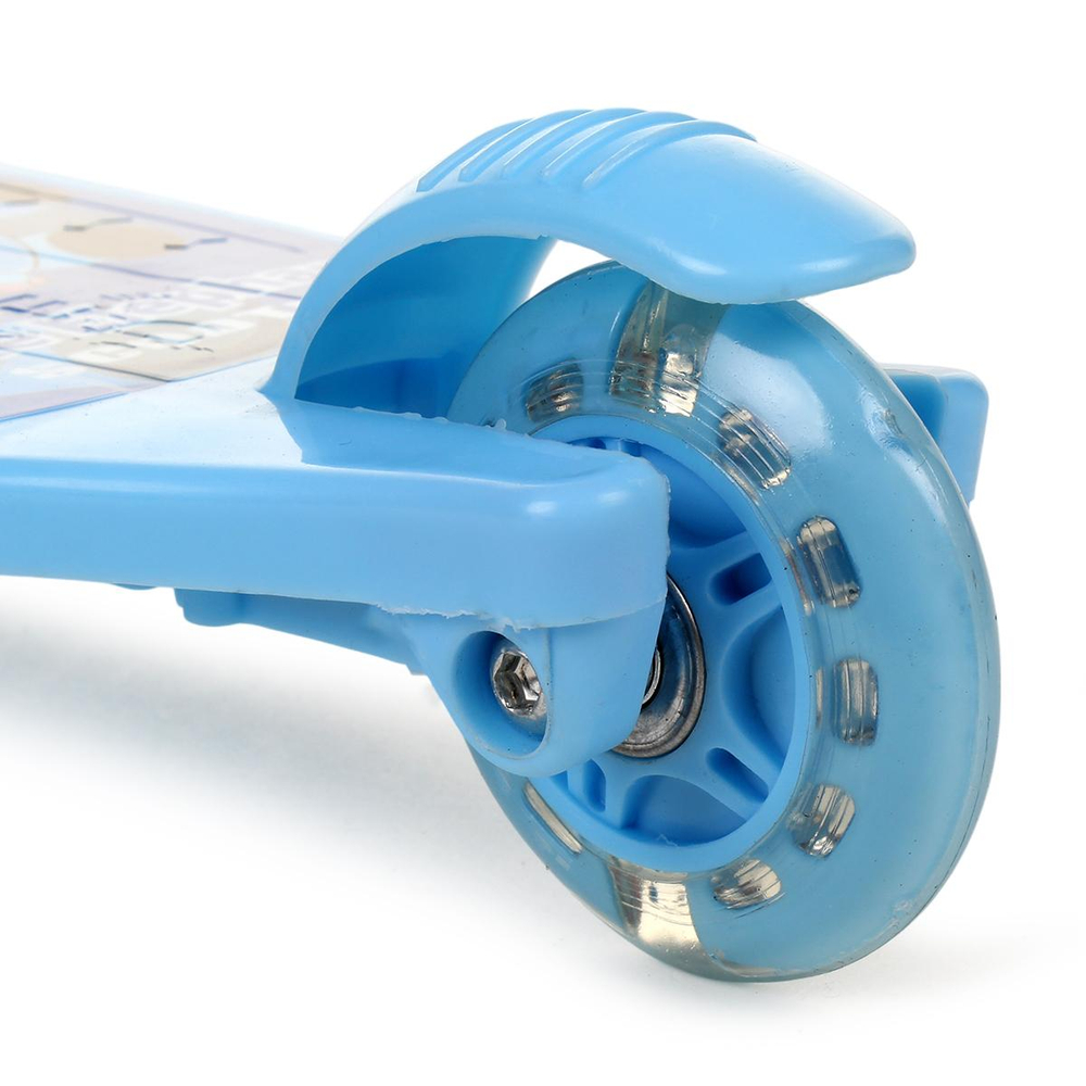 Кикборд эконом самокат детский 3 х колесный, со светом, голубой