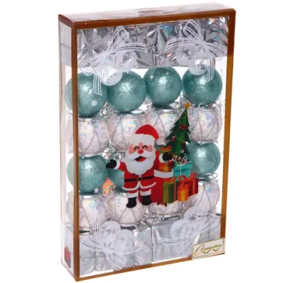 Набор украшений «Хрустальная мечта» 4 см (набор 24 шт), Мятный, белый, серебро