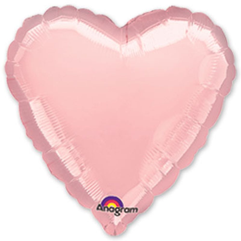AN Шар Сердце 18" / 46 см, Металлик Pink розовый (БГ-15)
