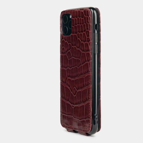 Special order: Чехол для iPhone 11 Pro Max из натуральной кожи крокодила, цвета бордовый лак