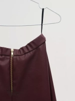 Юбка кожаная миди трапеция