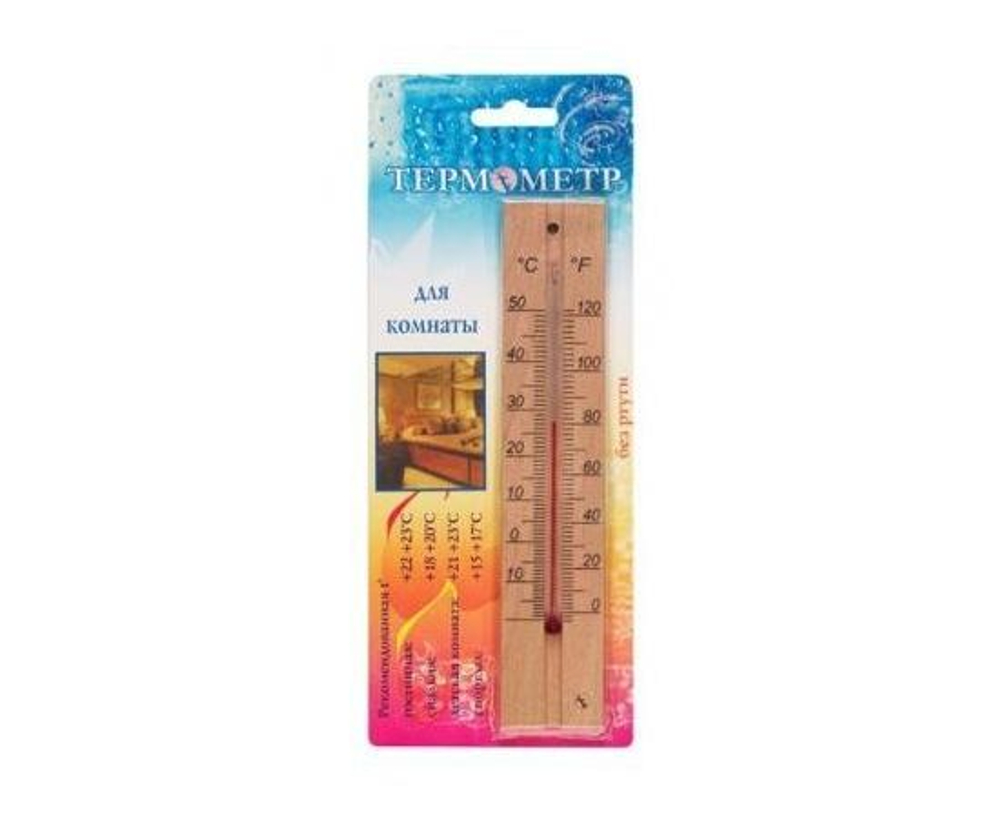 Термометр комнатный деревянный ТБ-206, блистер шк4607157330576