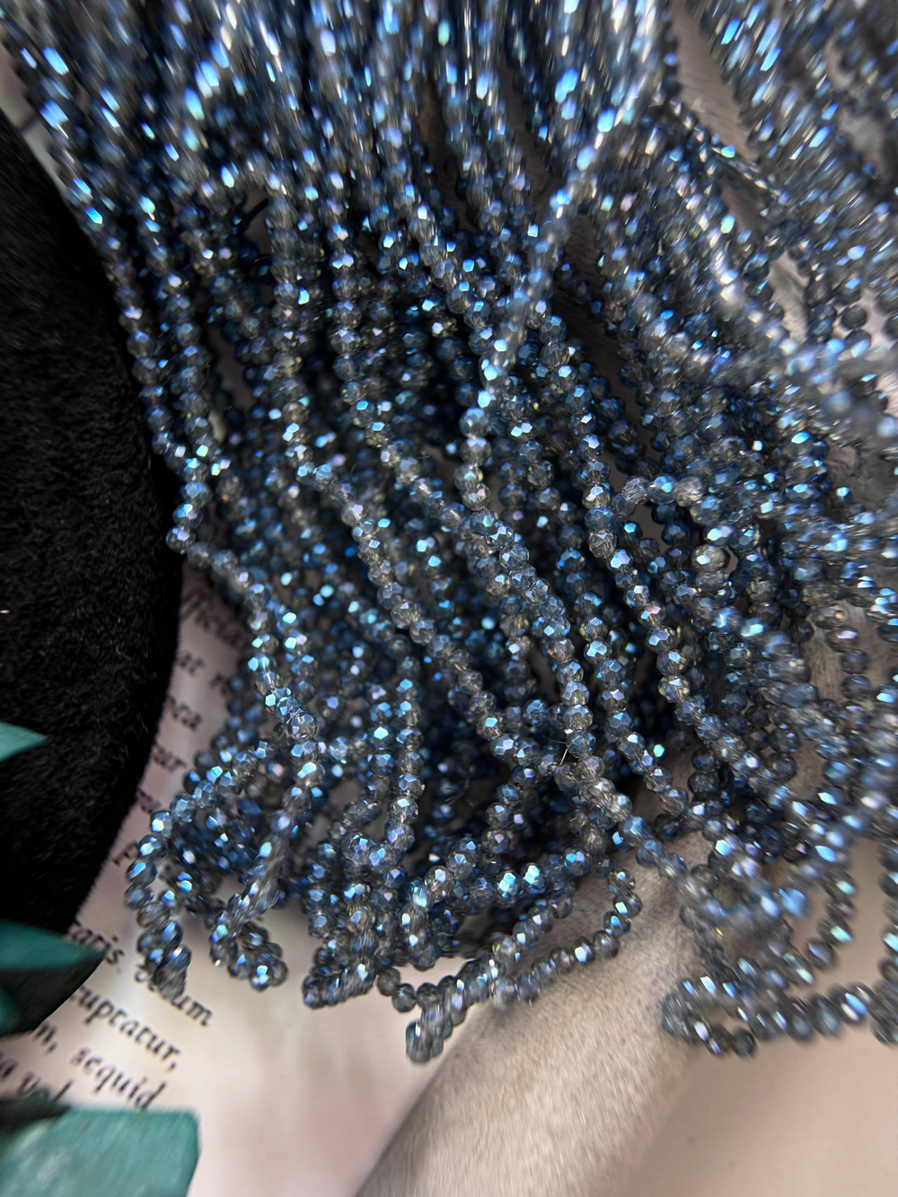 Рондели 2,5 мм, Синий металлик, нить 34 см