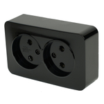 Розетка 2-местная б/з открытой установки, STEKKER, 250В, 10А, IP20, серия София, черный, MST10-12-02 49315